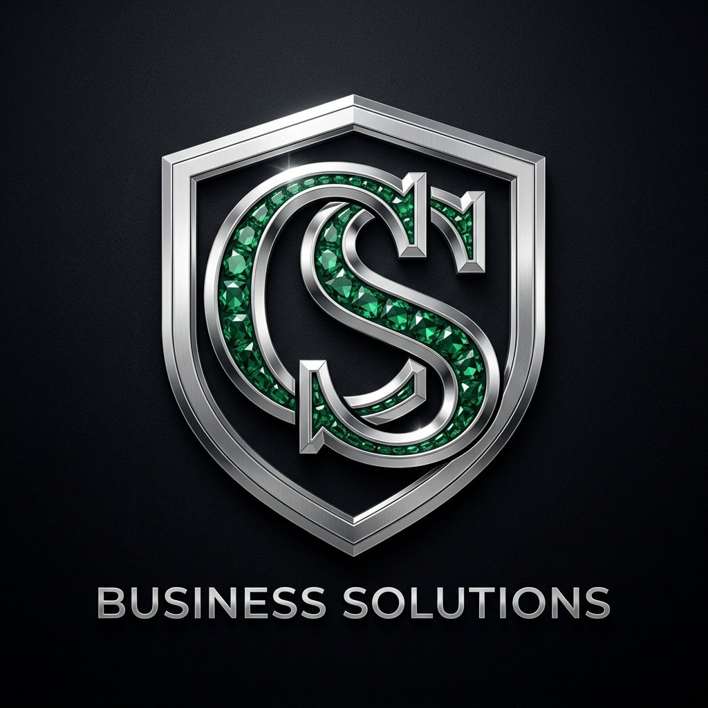 CS Business Solutions - Emerald Security Shield Logo